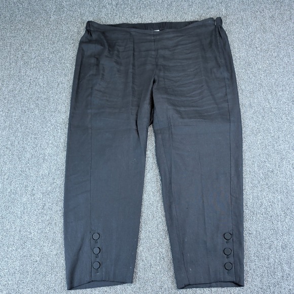 J. Jill Classic Linen Blend Cropped Tapered Pants Women 2X Black Button Cuff — photo 2